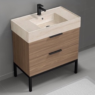 Bathroom Vanity Modern Bathroom Vanity, Walnut, 32